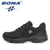 BONA 2022 New Designers Hiking Shoes Men Trekking Sneakers Walking Mountain Outdoor Shoes Man Trail Running Tourism Footwear - Black silver gray - 10