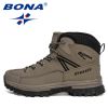 BONA 2022 New Designers Classics Winter Snow Boots Men Action Leather Super Warm Ankle Boots Man Hiking Boots Plush Shoes Male - Deep blue S gray - 8