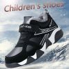 Kid Sneakers Outdoor Boots Plus Warm Fur Running Shoes Kids Waterproof Walking Children Hiking Sport Shoes Winter Shoes For Boys - Blue Kids shoes - 7