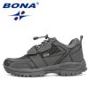 BONA 2022 New Designers Hiking Shoes Autumn Mountaineering Non-slip Footwear Men Trekking Sneakers Mansculino Walking Shoes - Deep blue S gray - 9