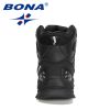 BONA 2022 New Designers Action Leather Hiking Shoes Men Winter Trekking Ankle Boots Man Top Quality Fashion Plush Boots Male - Black silver gray - 9