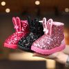 Winter Kids Boots for Girls Snow Boots Children Hiking Shoes Warm Plush Kids Pink Snow Boots Girls Rain Boots Running Shoes - Red - 34