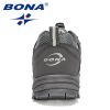 BONA 2022 New Designers Hiking Shoes Autumn Mountaineering Non-slip Footwear Men Trekking Sneakers Mansculino Walking Shoes - Deep blue S gray - 8