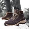 Brand Winter Leather Men Boots Plush Warm Men Snow Boots Outdoor Non-slip Hiking Boots Men Winter Shoes Men Sneakers Size 39-48 - Plush Brown - 8.5