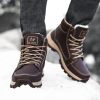 Brand Winter Leather Men Boots Plush Warm Men Snow Boots Outdoor Non-slip Hiking Boots Men Winter Shoes Men Sneakers Size 39-48 - Plush Yellow - 7