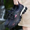 Outdoor Casual Sandals Men 2022 Summer Black Mesh Hollow Breathable Hole Fashion Hiking Sneakers Water Aqua Wading Shoes Fishing - Black - 42