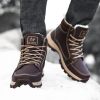 Brand Winter Leather Men Boots Plush Warm Men Snow Boots Outdoor Non-slip Hiking Boots Men Winter Shoes Men Sneakers Size 39-48 - No Plush Black - 9