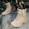 Outdoor Men Hiking Shoes Waterproof Breathable Tactical Combat Army Boots Desert Training Sneakers Anti-Slip Mens Military Boots - sand color - 46