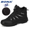 BONA New Designers Popular Trekking Shoes Men Leather Climbing Sport Sneakers Man Zapatillas Outdoor Hombre Hiking Shoes - Medium grey black - 9