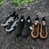 Outdoor Low Tops Casual Sneakers Men Leather Surface Comfortable Non-slip Wear-resistant Slip-on Hiking Shoes Light Breathable - Black - 43