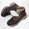 Brand Winter Leather Men Boots Plush Warm Men Snow Boots Outdoor Non-slip Hiking Boots Men Winter Shoes Men Sneakers Size 39-48 - Plush Brown - 7.5