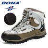 BONA 2022 New Designers Nubuck Shoes Men Outdoor Sports Tactical Male Boots Hiking Mountain Shoes Man Camping Climbing Footwear - Army green black - 9