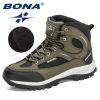 BONA 2022 New Designers Nubuck Shoes Men Outdoor Sports Tactical Male Boots Hiking Mountain Shoes Man Camping Climbing Footwear - Army green black - 8