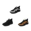 Outdoor Low Tops Casual Sneakers Men Leather Surface Comfortable Non-slip Wear-resistant Slip-on Hiking Shoes Light Breathable - Black - 43