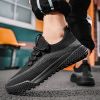 High Quality Mesh Sneakers Lightweight Breathable Casual Shoes Front Lace Up Hiking Running Outdoor Spring Summer Autumn Simple - Black - 39