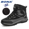 BONA 2022 New Designers Nubuck Shoes Men Outdoor Sports Tactical Male Boots Hiking Mountain Shoes Man Camping Climbing Footwear - Army green black - 9