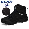 BONA New Designers Nubuck Hiking Boots Krasovki Tactical Shoes Men Outdoor Non-Slip Hiking Shoes Man Mountain Shoes Trendy - Medium grey black - 10