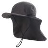 Wide Brim Sun Screen Hat With Neck Flap; Adjustable Waterproof Quick-drying Outdoor Hiking Fishing Cap For Men Women - Black - 58-60cm/22.83-23.62in