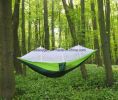 Double Camping Hammock with Mosquito Net Nylon Fabric Hammock for Beach, Traveling, Hiking, Mountain, Adventure, Outdoor Jungle - Green