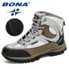 BONA 2022 New Designers Nubuck Shoes Men Outdoor Sports Tactical Male Boots Hiking Mountain Shoes Man Camping Climbing Footwear - Deep blue S gray - 8