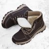 Brand Winter Leather Men Boots Plush Warm Men Snow Boots Outdoor Non-slip Hiking Boots Men Winter Shoes Men Sneakers Size 39-48 - No Plush Black - 9