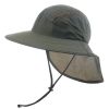 Wide Brim Sun Screen Hat With Neck Flap; Adjustable Waterproof Quick-drying Outdoor Hiking Fishing Cap For Men Women - Khaki